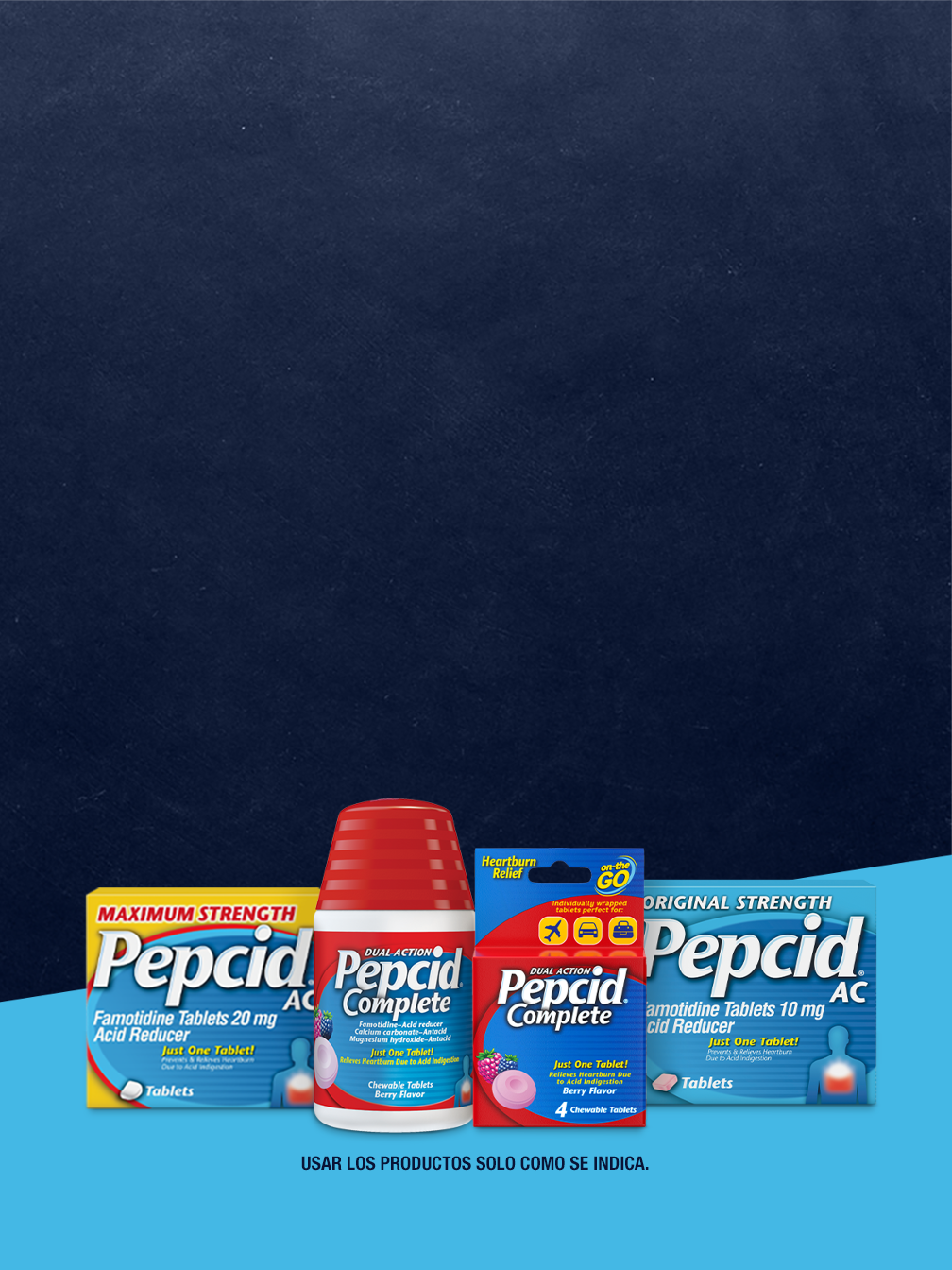 Banner para móvil de la línea de productos Pepcid