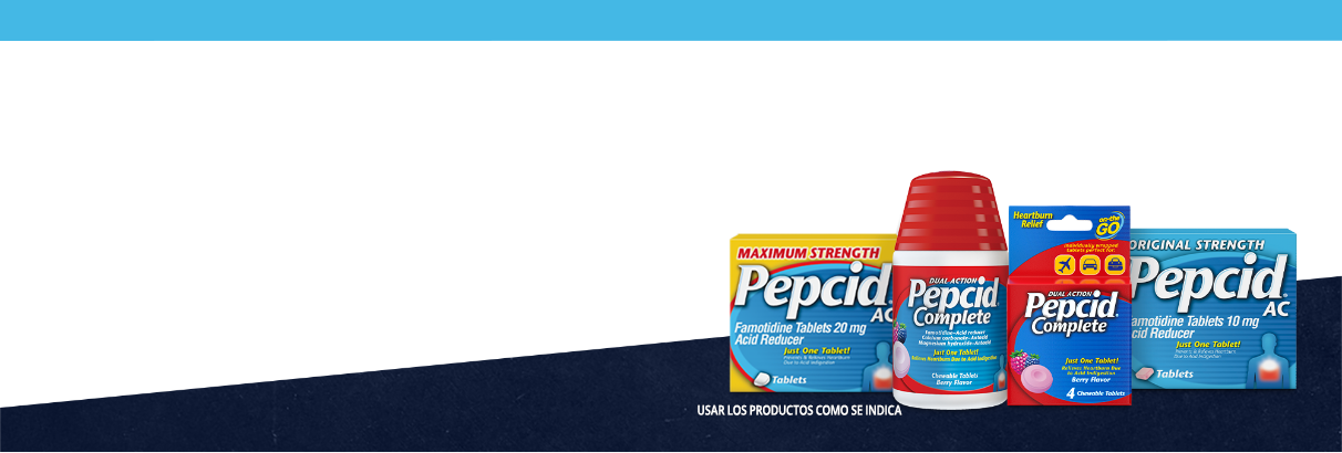 Línea de productos para el alivio contra la acidez y reductores de ácido de Pepcid®