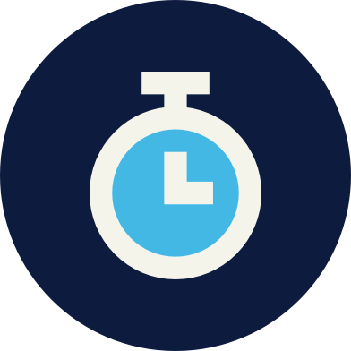 Cronómetro azul dentro de un círculo