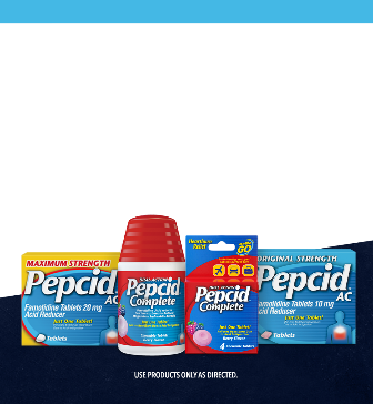 Línea de productos para el alivio contra la acidez y reductores de ácido de Pepcid®
